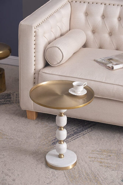 Marble and Aluminium Hand Made Side Table - decorstore