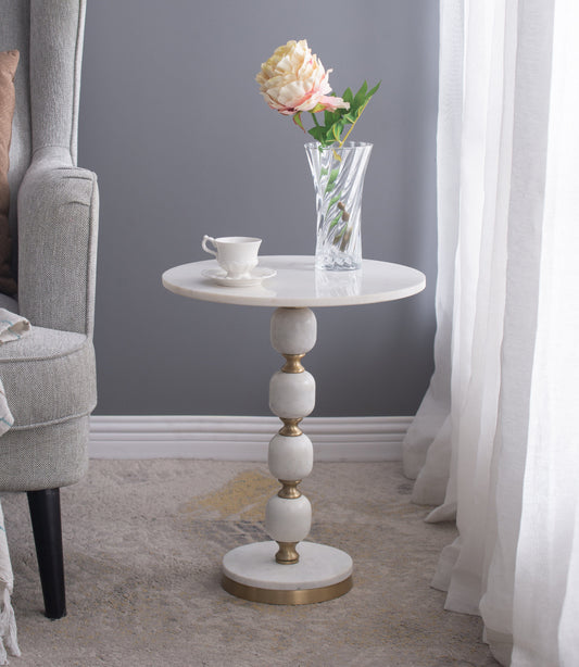 Stone Marble and Aluminium Hand Made Side Table - decorstore