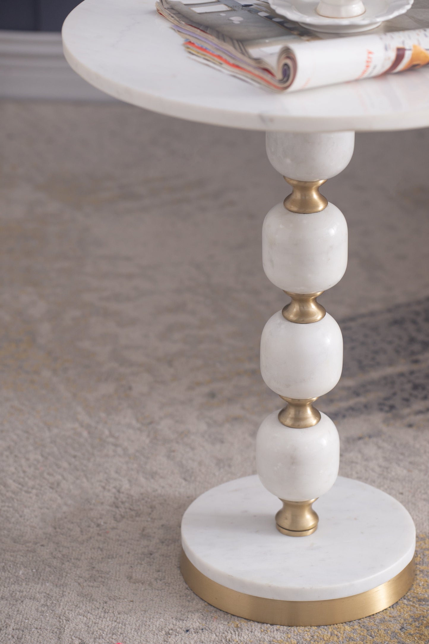 Stone Marble and Aluminium Hand Made Side Table - decorstore