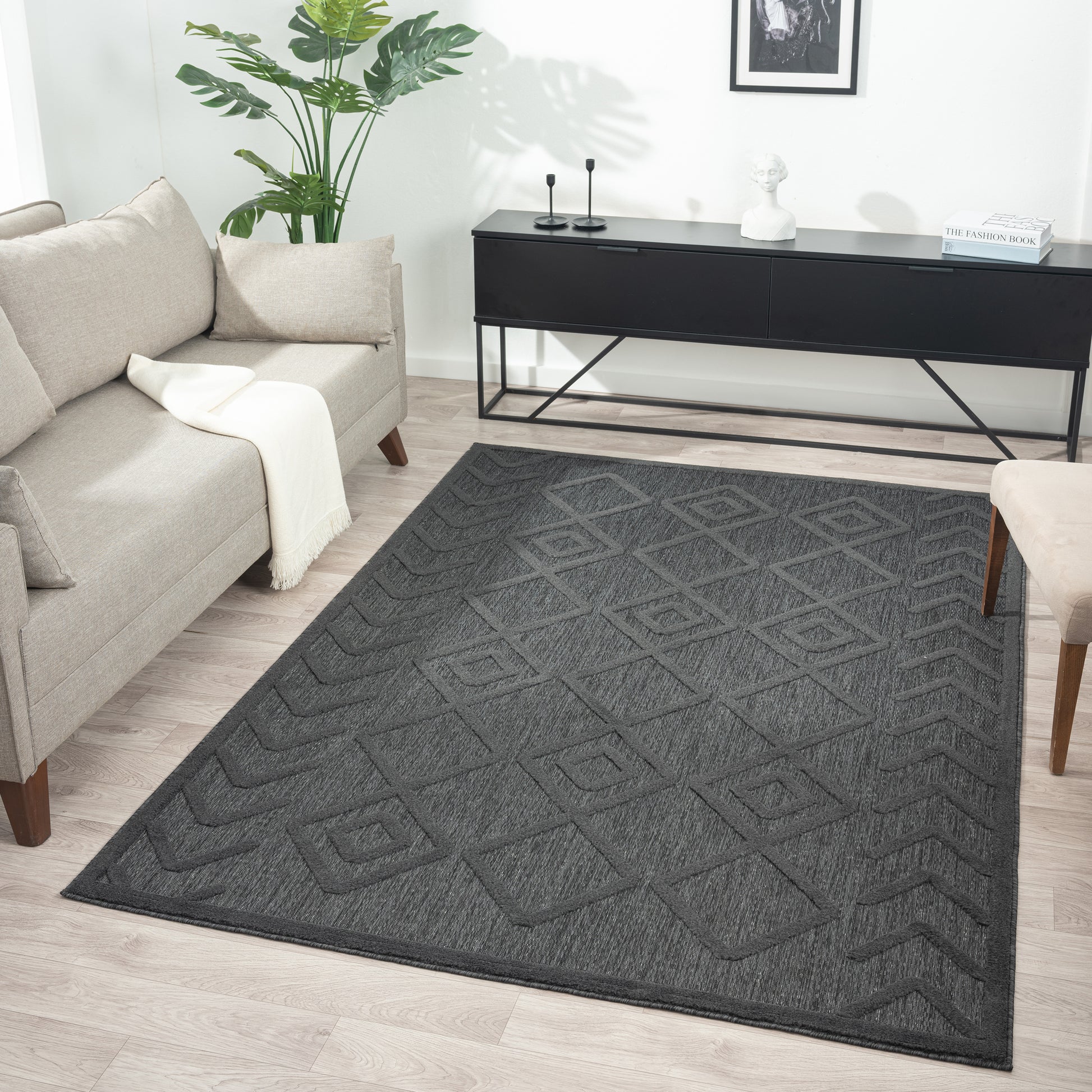 Calm 416 Charcoal Designer Rug - decorstore