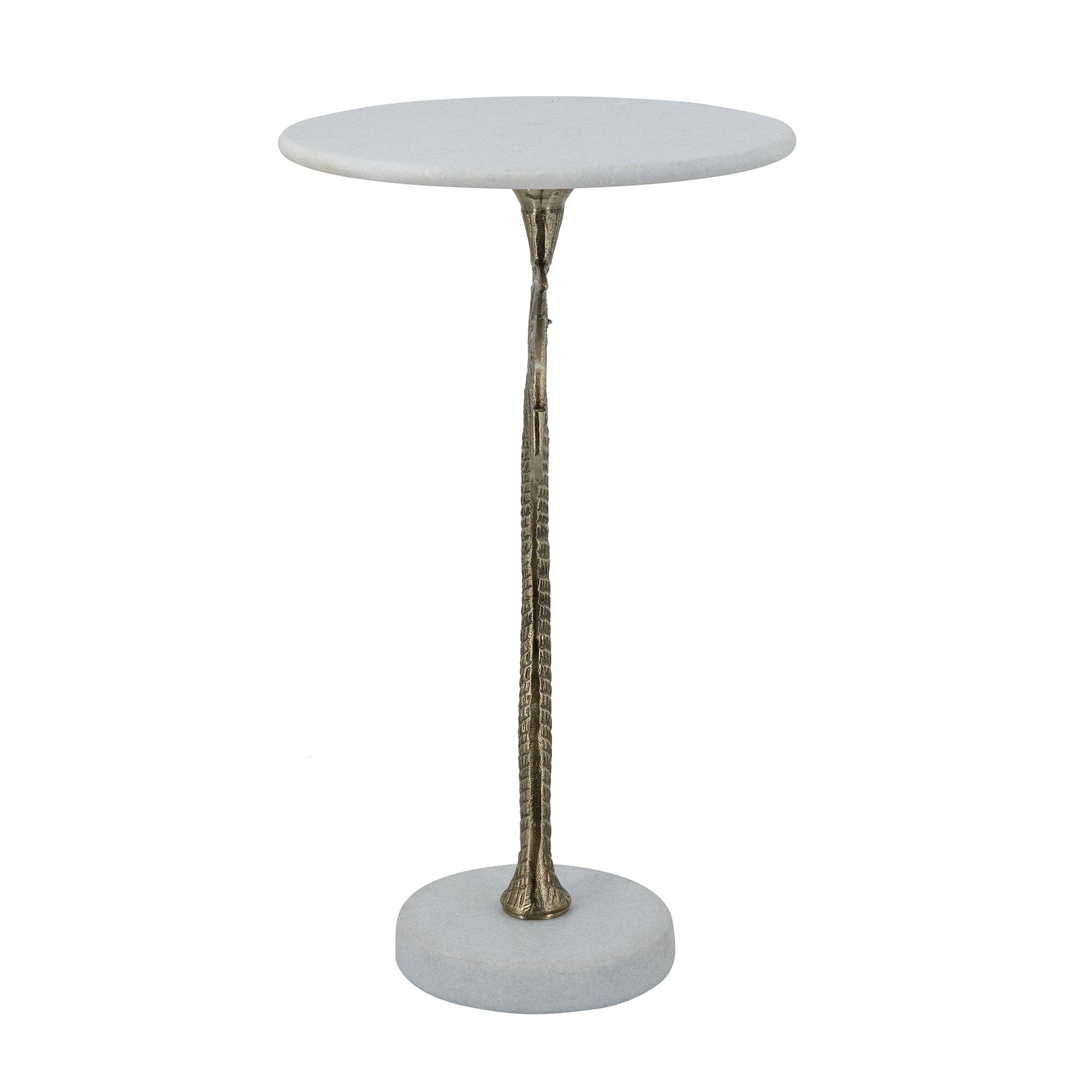 legant Side Table – Marble Top, Palm Carved Base - decorstore