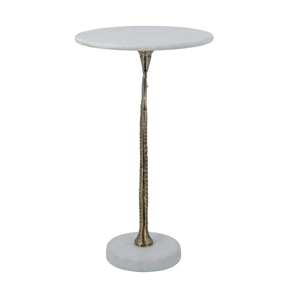 legant Side Table – Marble Top, Palm Carved Base - decorstore