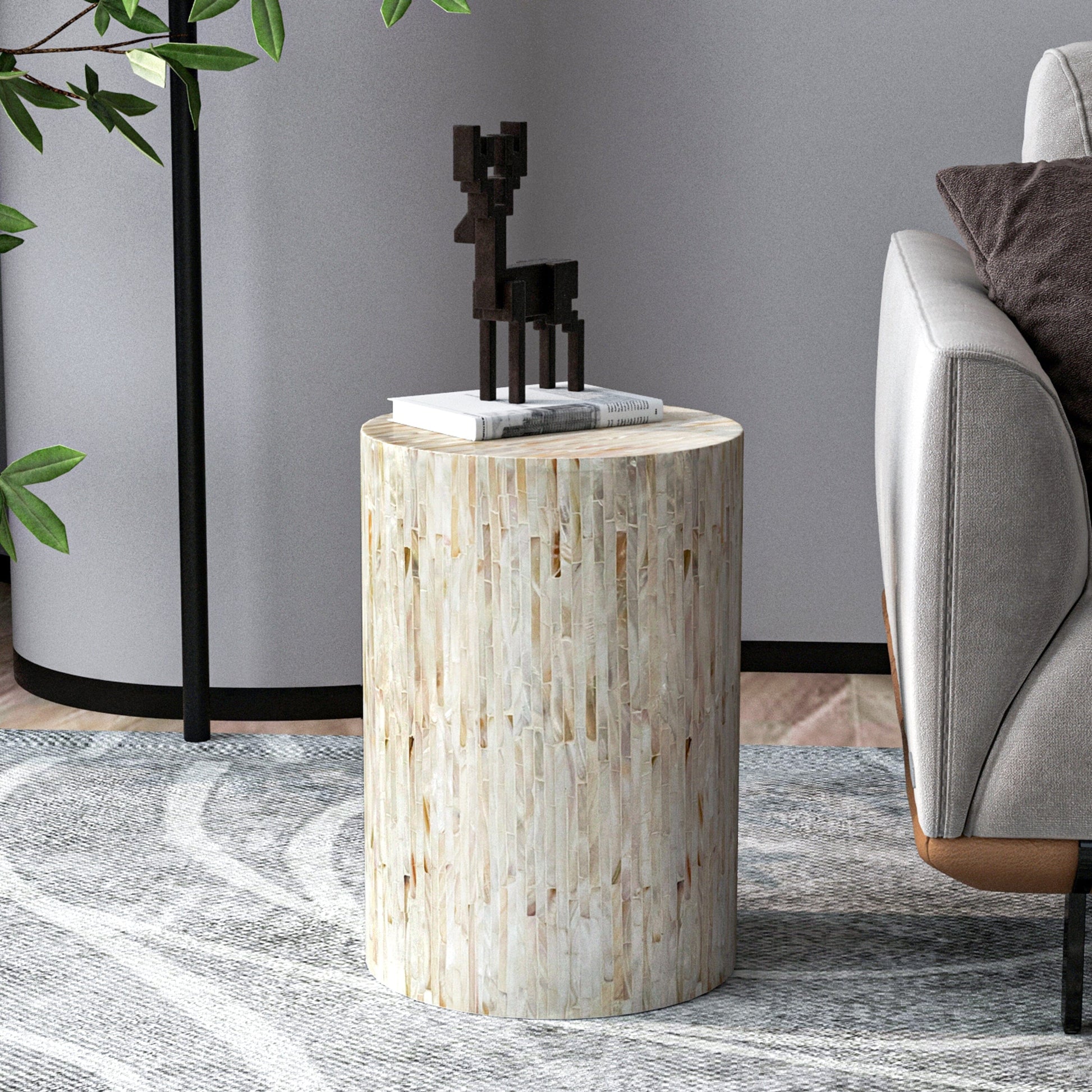 Cascade Mother Of Pearl Hand Made Side Table - decorstore