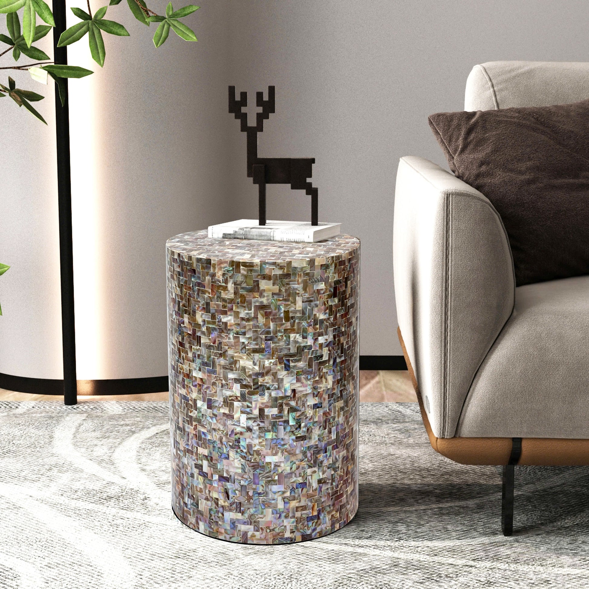 Atlas Mother of Pearl Hand Made Side Table - decorstore