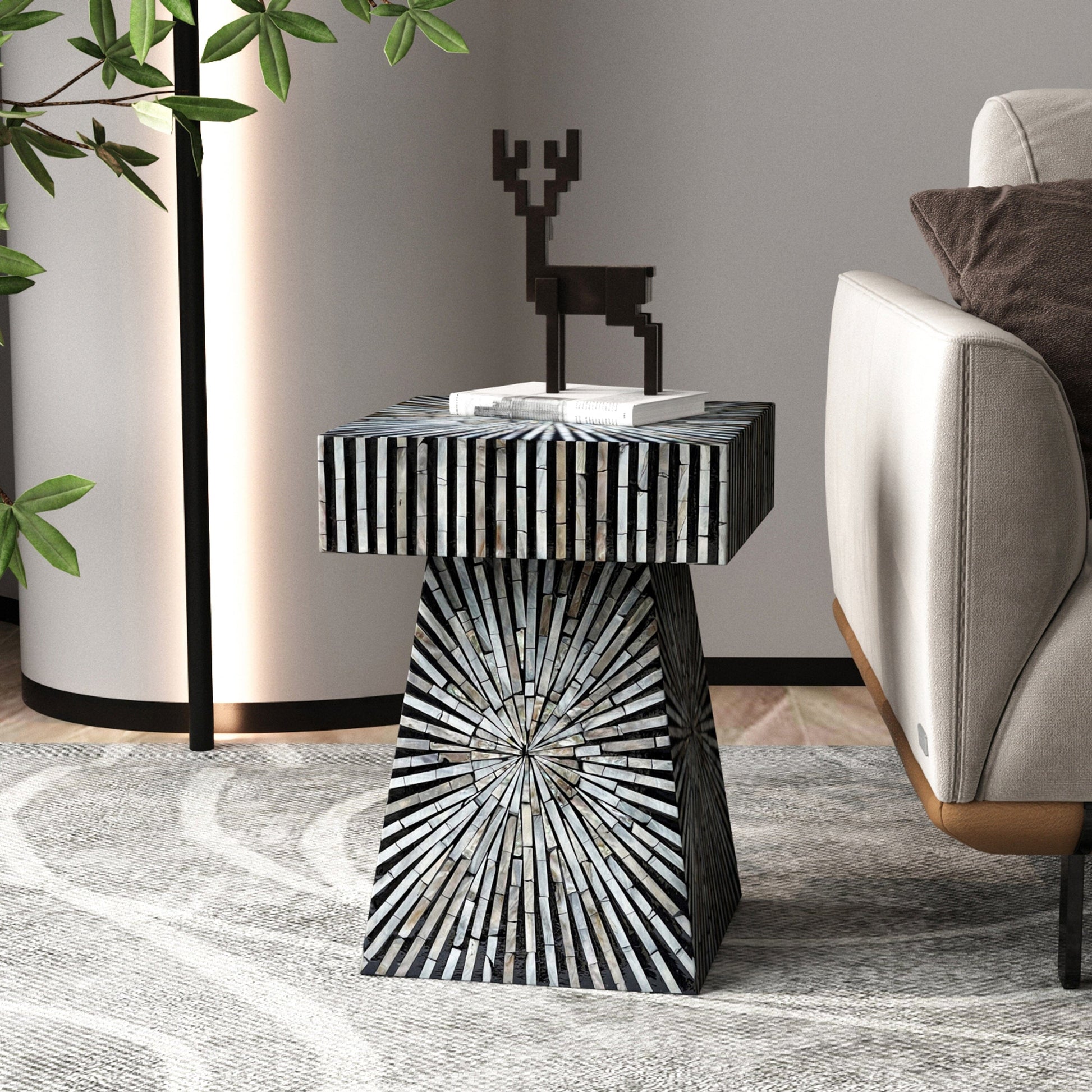 Pharaoh Mother of Pearl Hand Made Side Table - decorstore