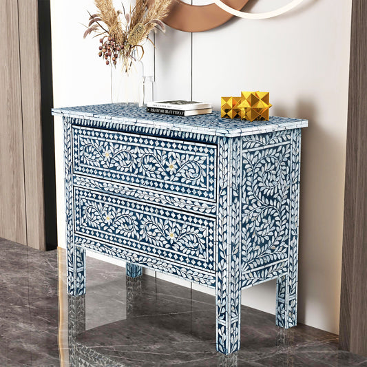 Mother of Pearl Curved Inlay Chest – Coastal Blue - decorstore