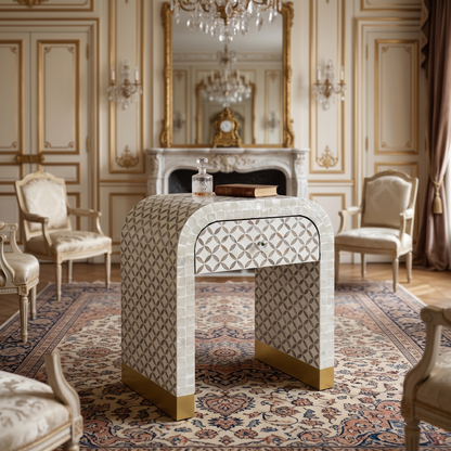 Eclipse Mother of Pearl Hand Inlay Bedside Table