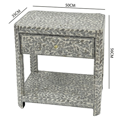 Pearl Floral Mother of Pearl Bedside Table