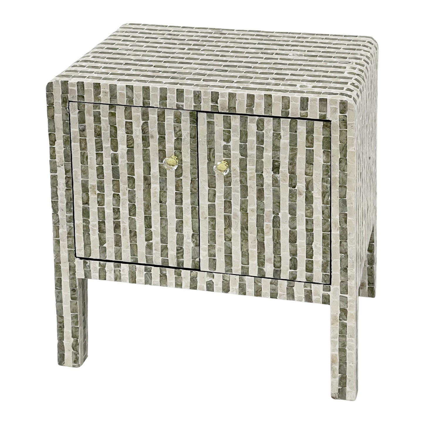 Curved Hand Inlay Mother Of Pearl Bedside Table