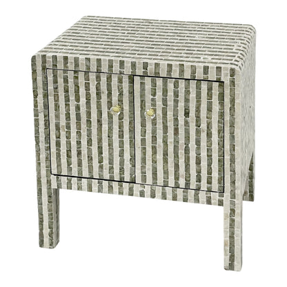 Curved Hand Inlay Mother Of Pearl Bedside Table