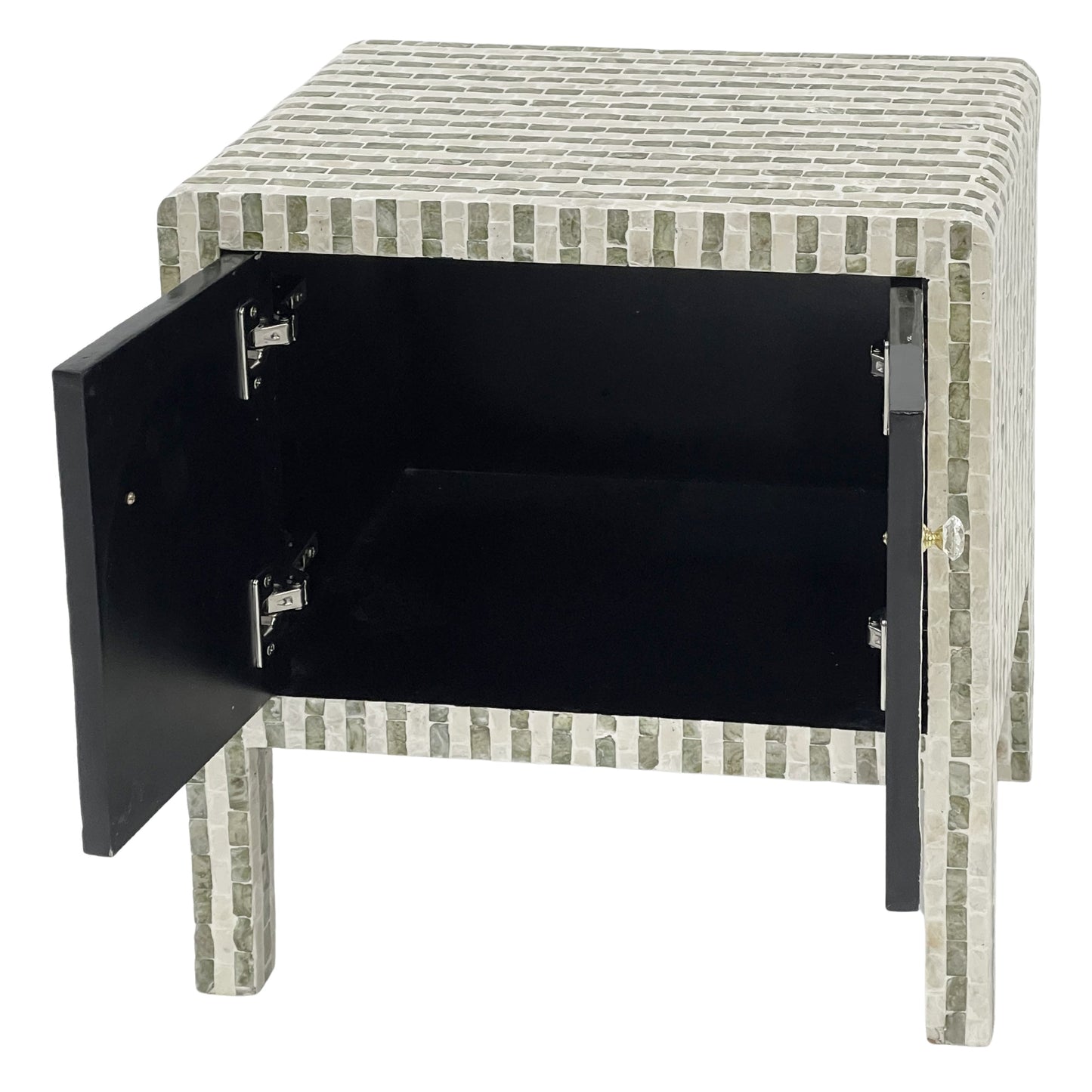 Curved Hand Inlay Mother Of Pearl Bedside Table