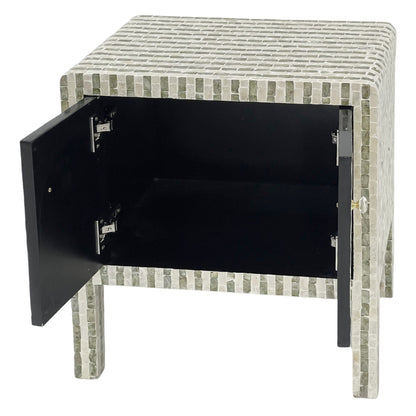 Curved Hand Inlay Mother Of Pearl Bedside Table