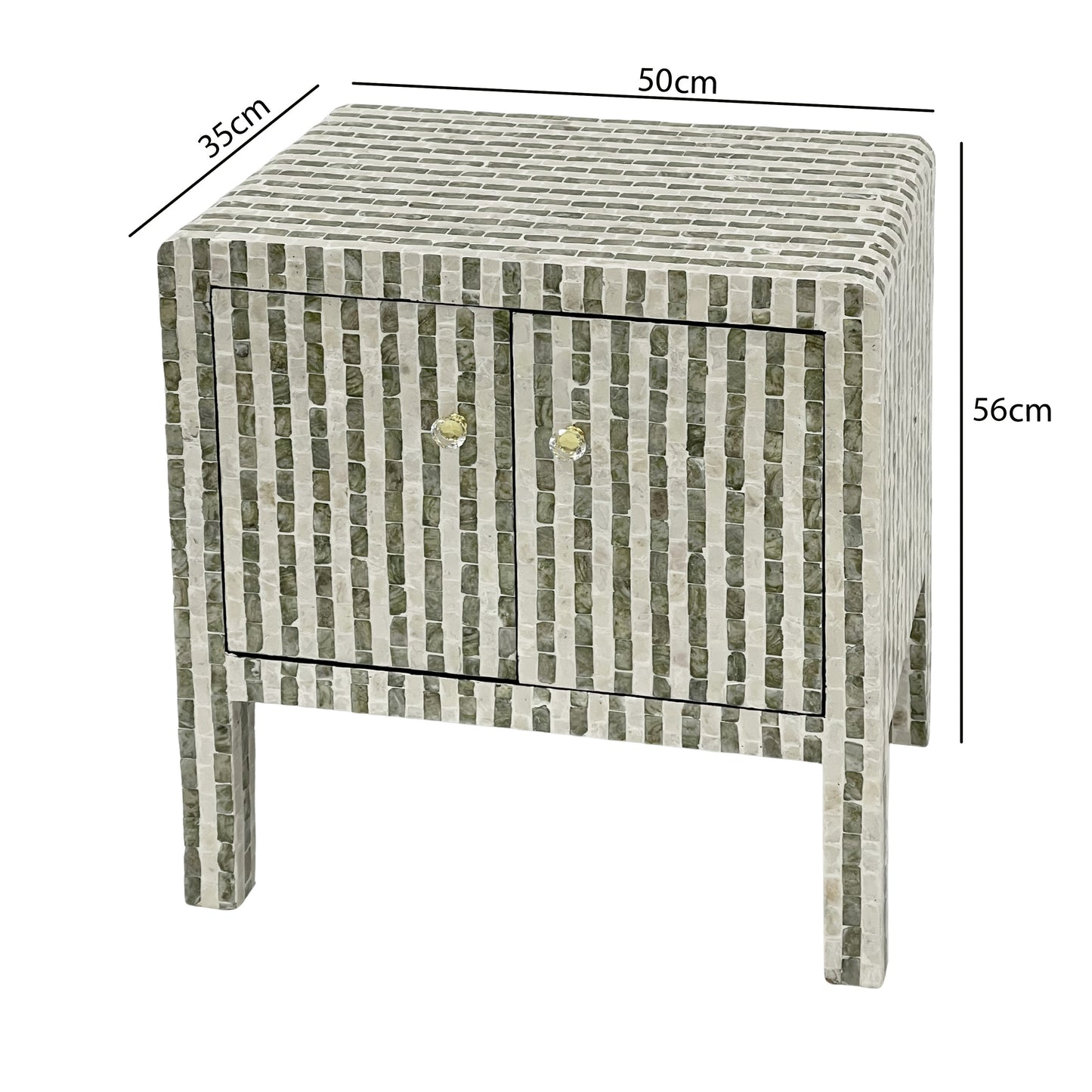 Curved Hand Inlay Mother Of Pearl Bedside Table