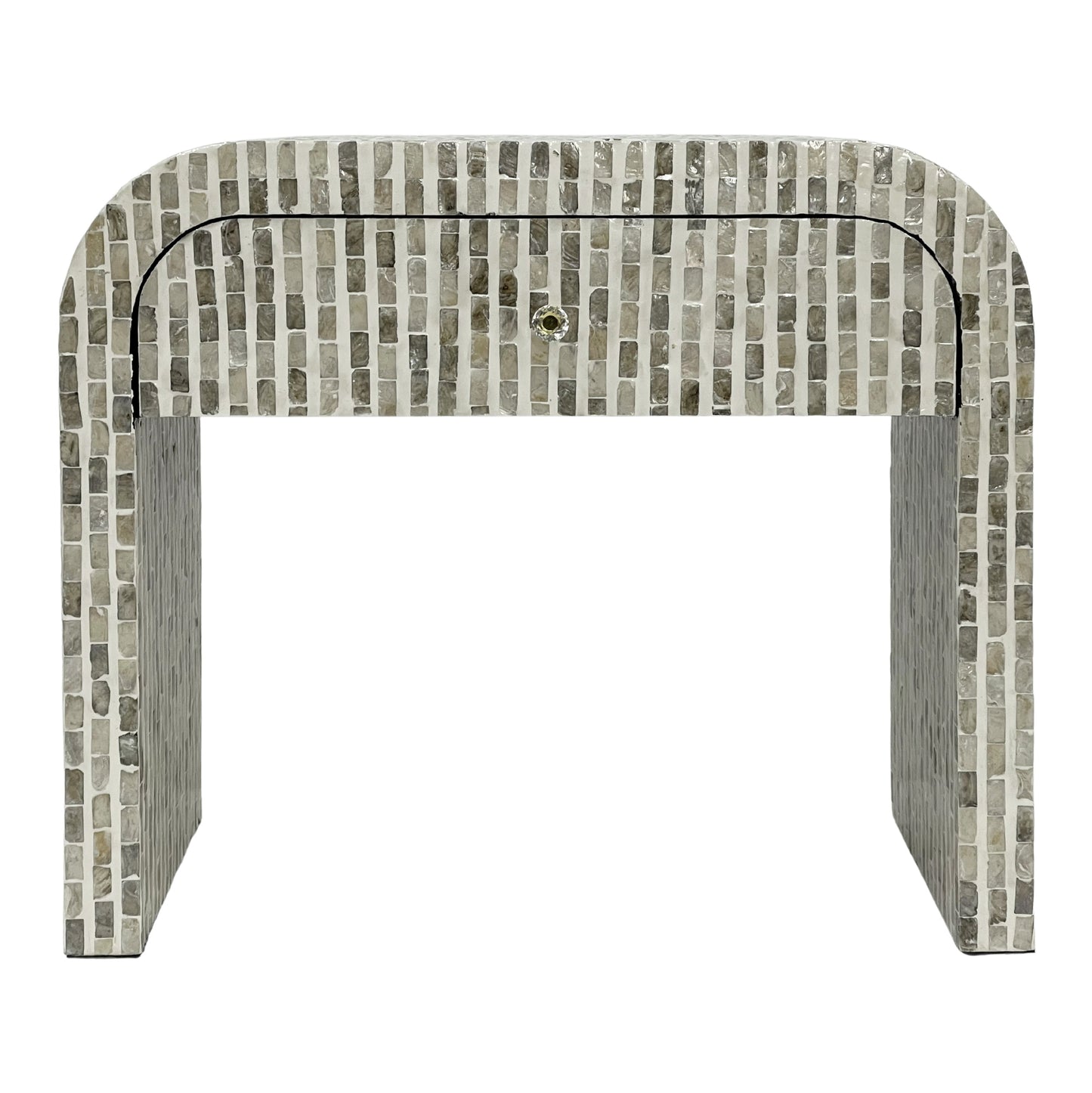 Curved Mosaic Hand Inlay Mother of Pearl Bedside Table