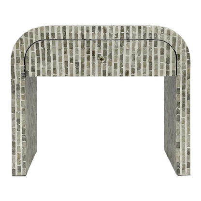 Curved Mosaic Hand Inlay Mother of Pearl Bedside Table