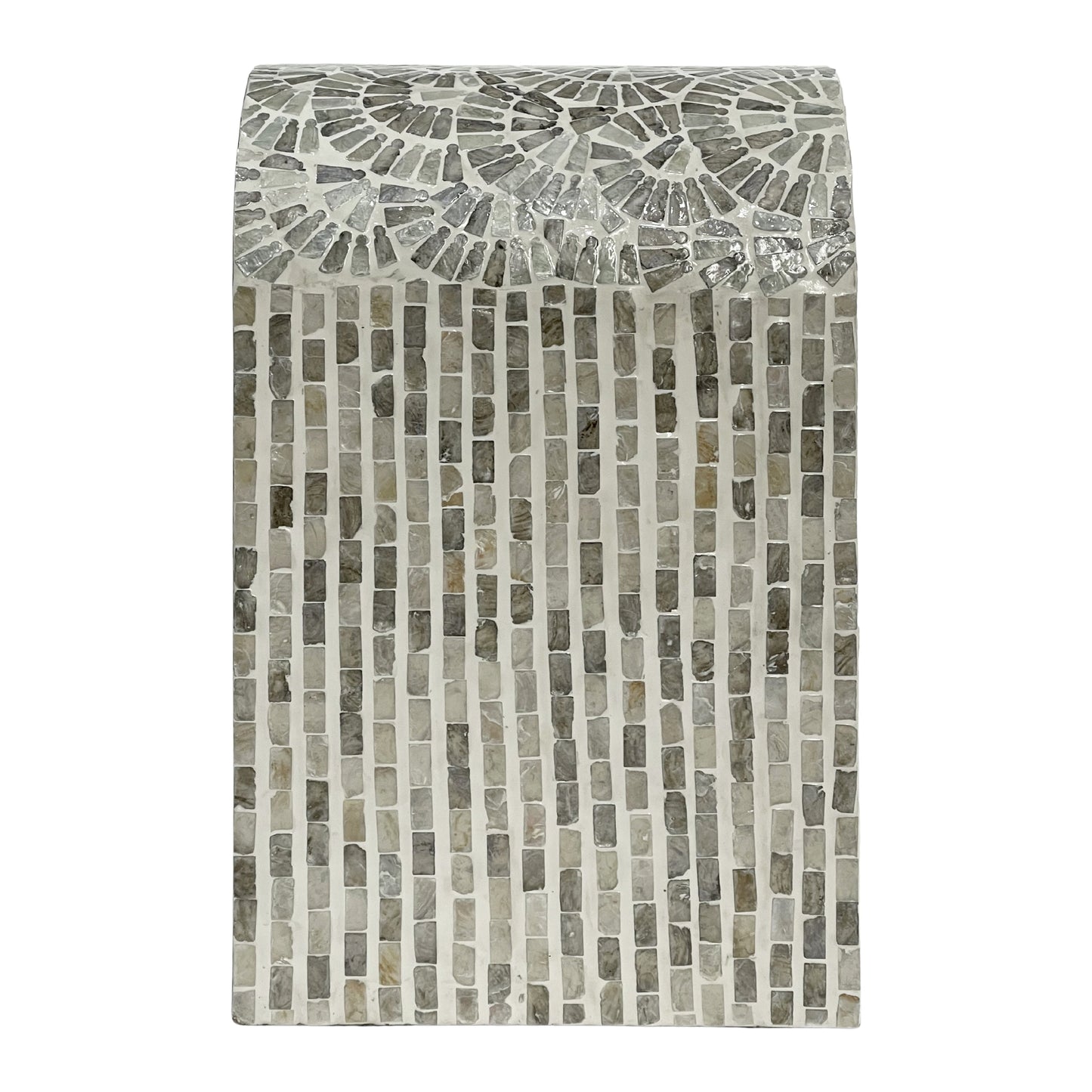 Curved Mosaic Hand Inlay Mother of Pearl Bedside Table