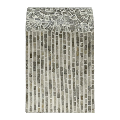 Curved Mosaic Hand Inlay Mother of Pearl Bedside Table