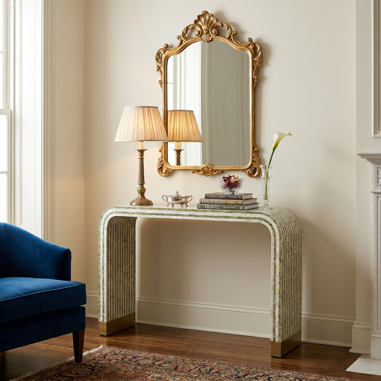Contour Peak Mother of Pearl Hand Inlay Console