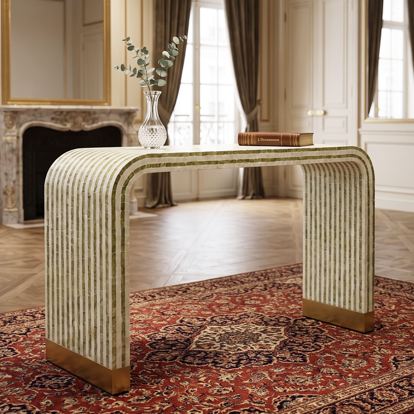 Contour Peak Mother of Pearl Hand Inlay Console