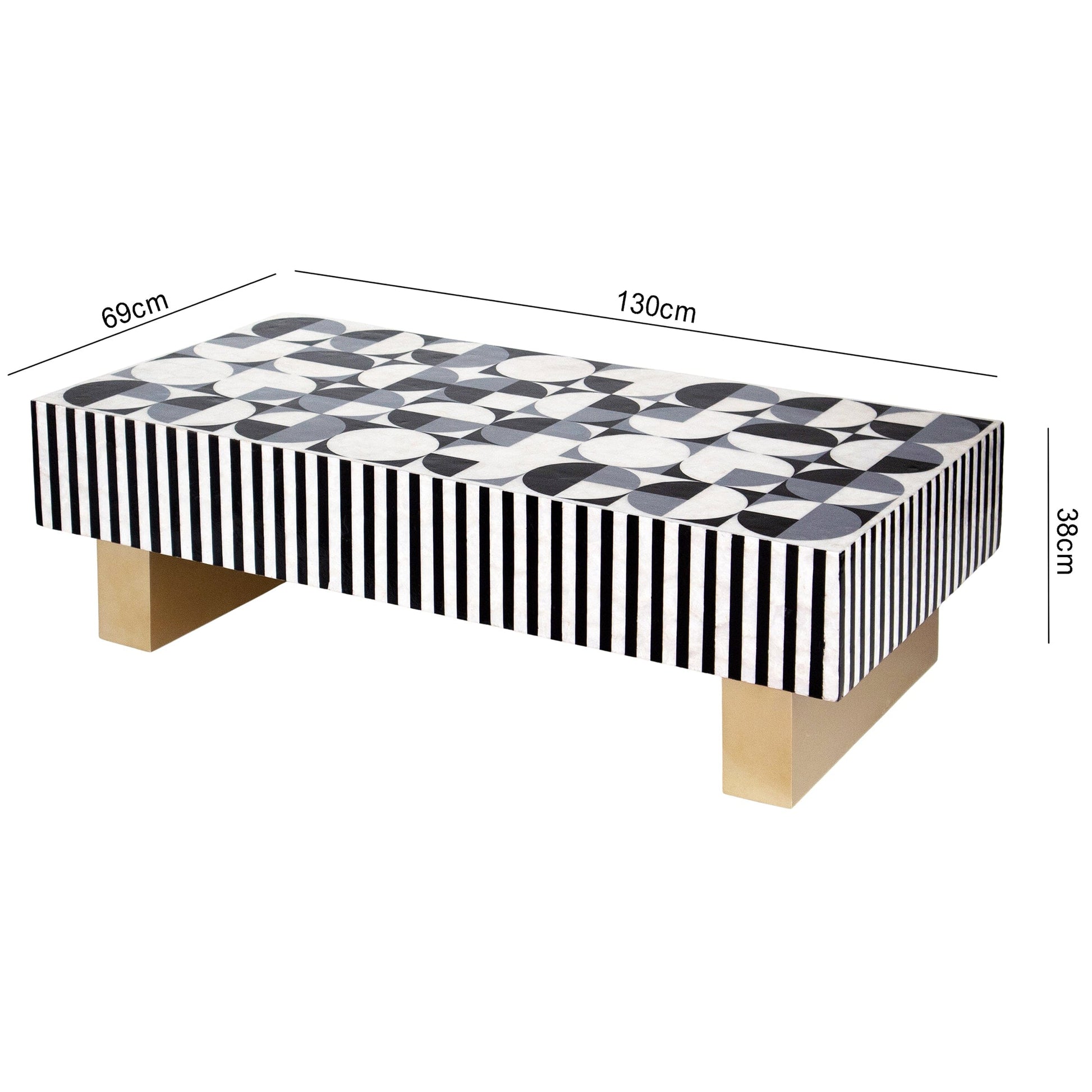 Mother of Pearl Hand Inlay Spectrum Coffee Table - decorstore