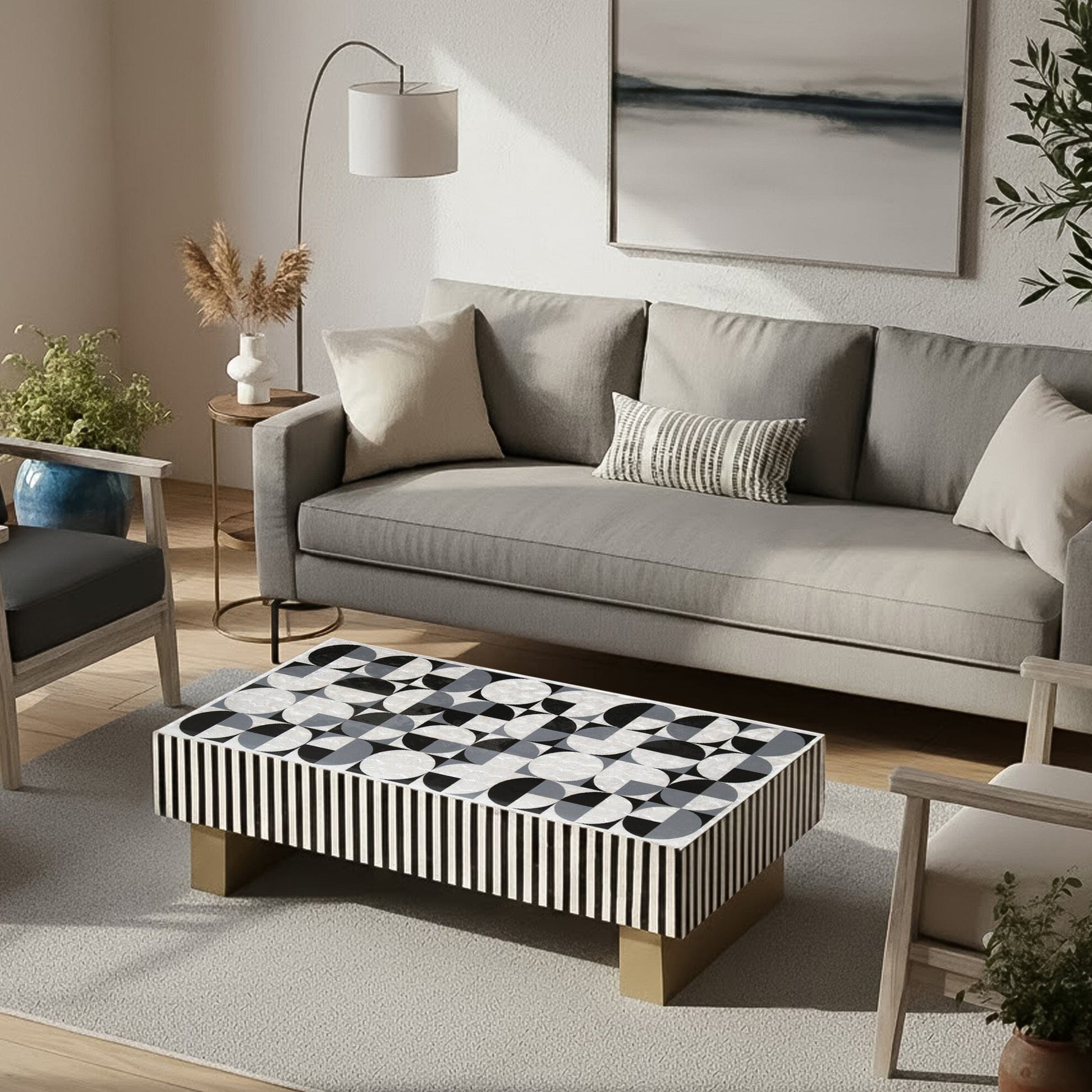 Mother of Pearl Hand Inlay Spectrum Coffee Table - decorstore
