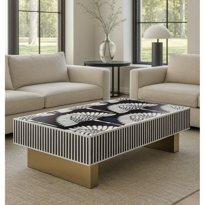 Mother of Pearl Hand Inlay Royal Lotus Coffee Table - decorstore