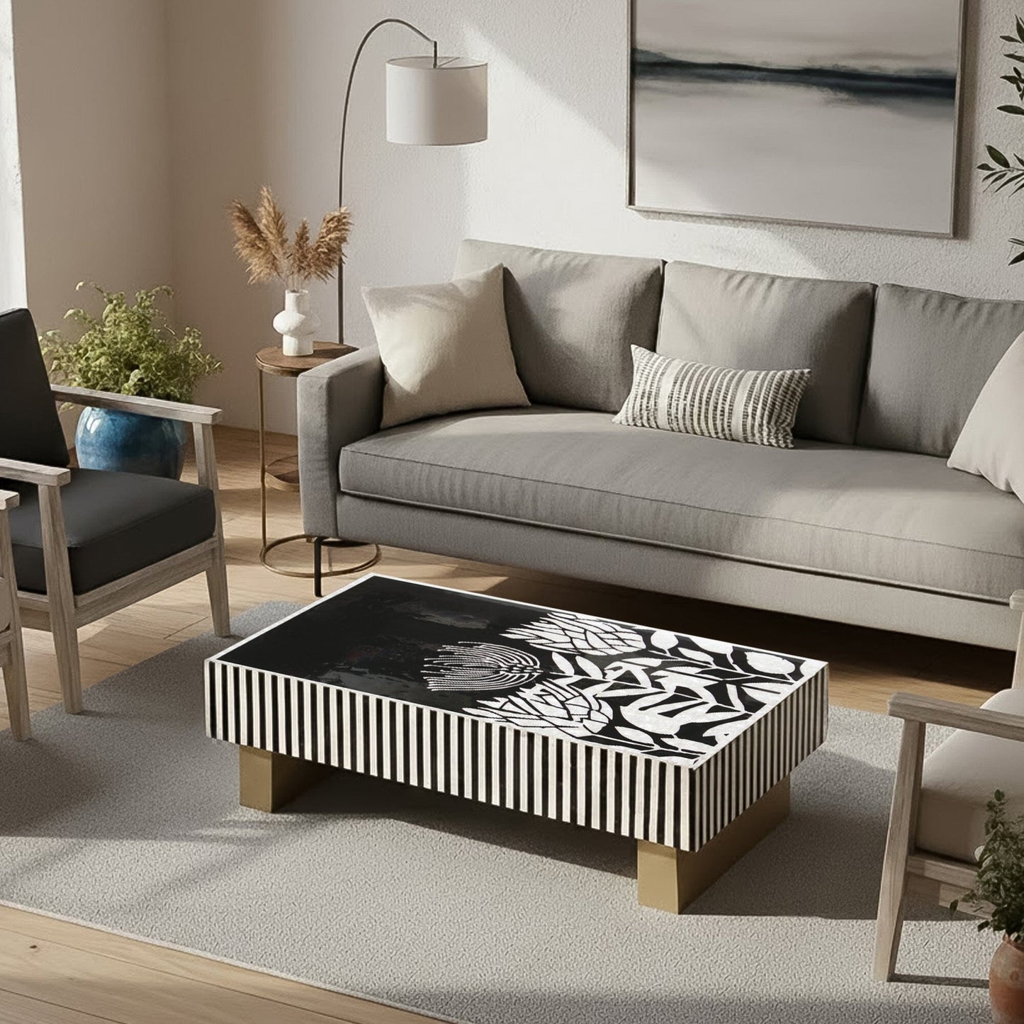 Mother of Pearl Hand Inlay Studio Helix Coffee Table - decorstore