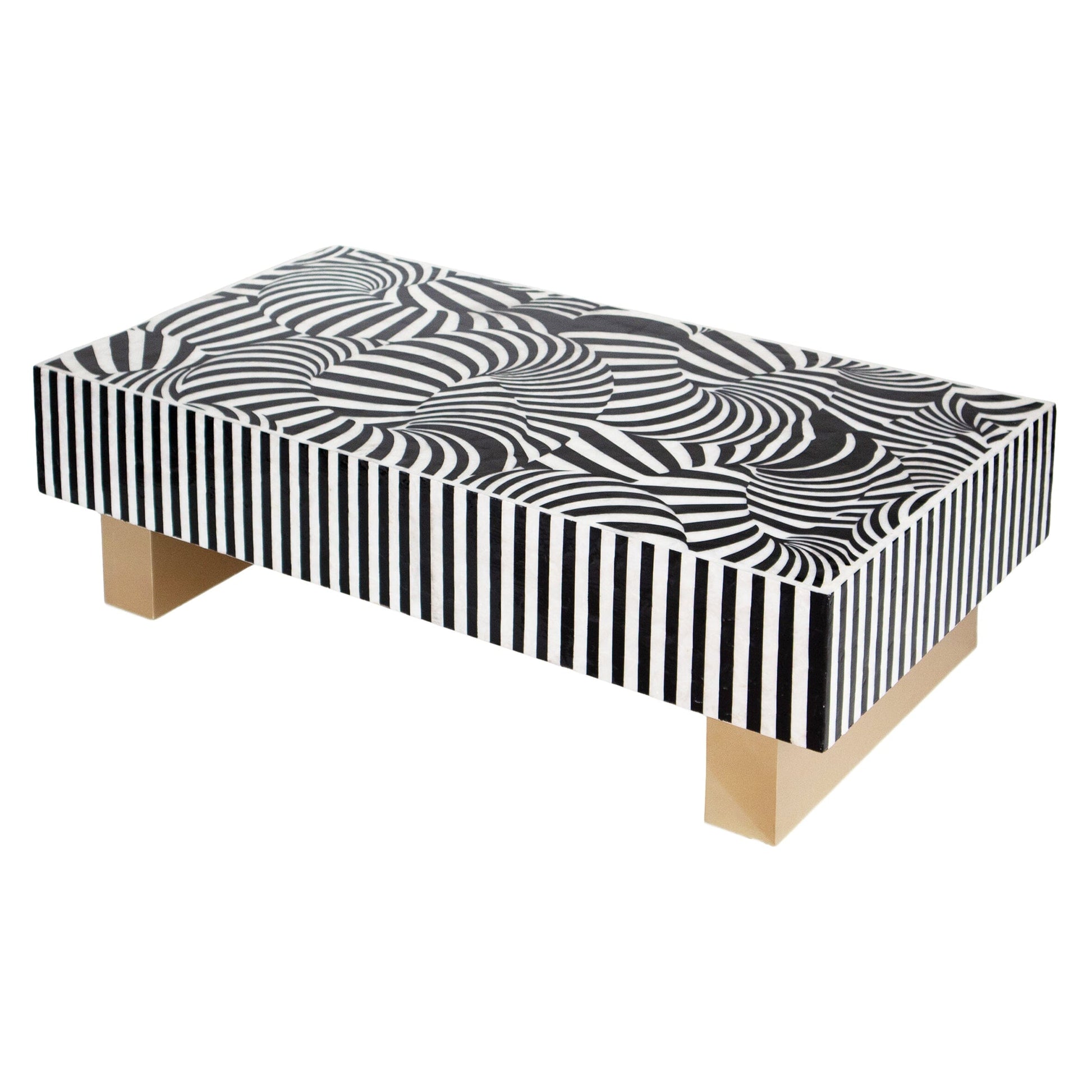 Mother of Pearl Hand Inlay Obsidian Swirl Coffee Table - decorstore