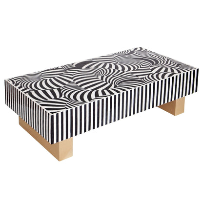Mother of Pearl Hand Inlay Obsidian Swirl Coffee Table - decorstore