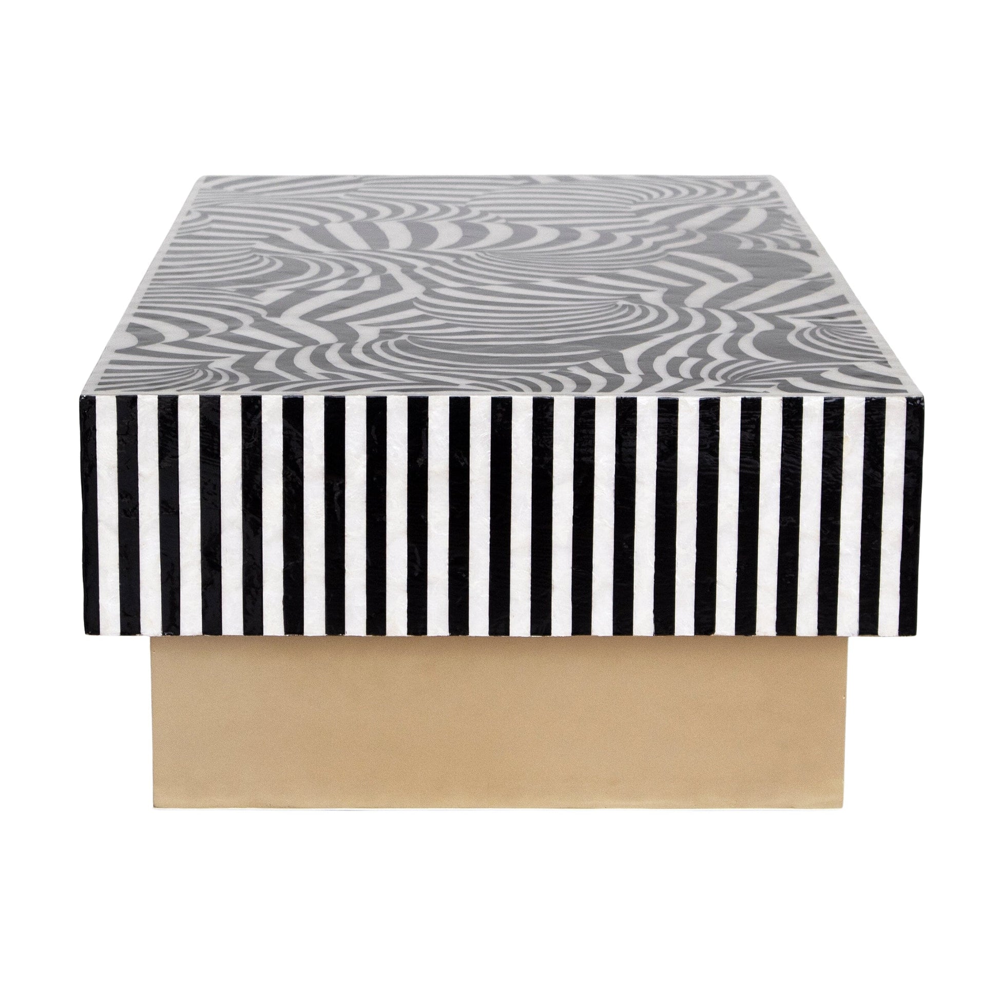 Mother of Pearl Hand Inlay Obsidian Swirl Coffee Table - decorstore