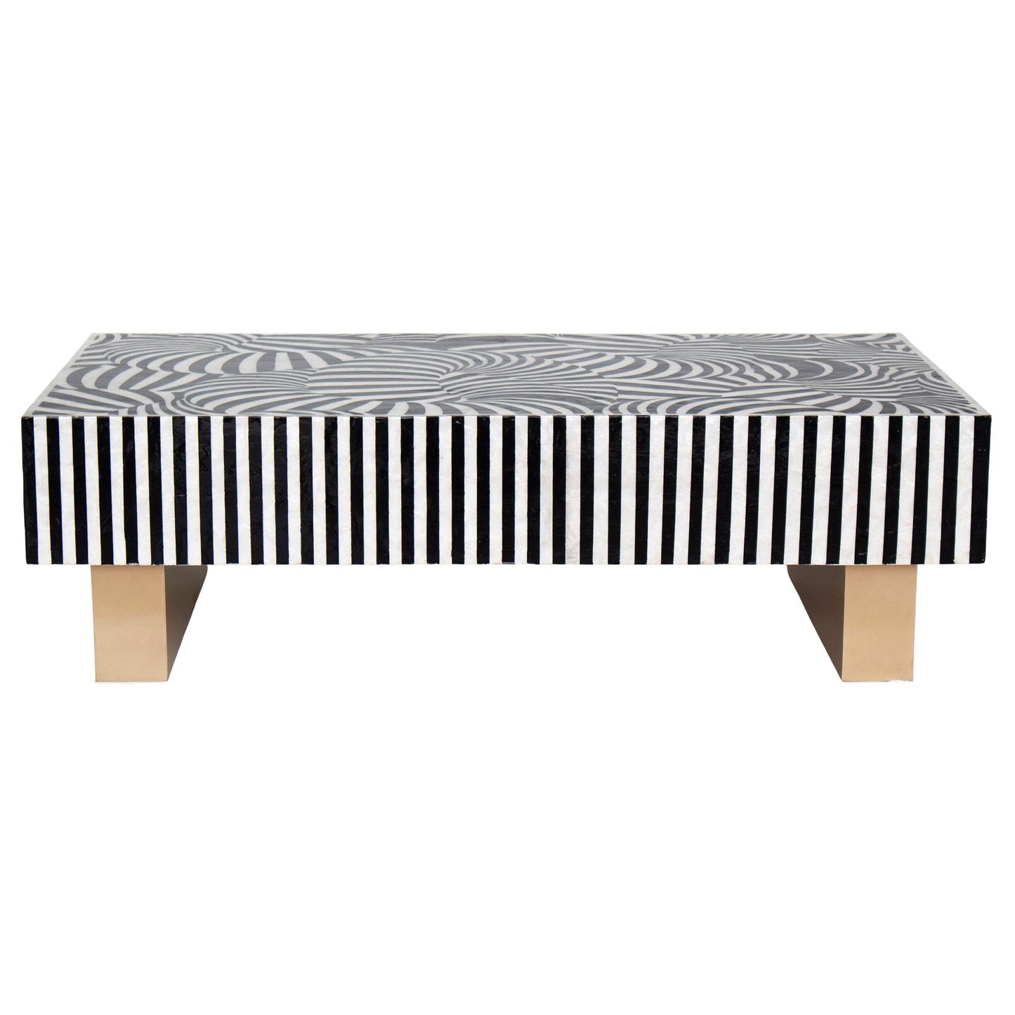 Mother of Pearl Hand Inlay Obsidian Swirl Coffee Table - decorstore