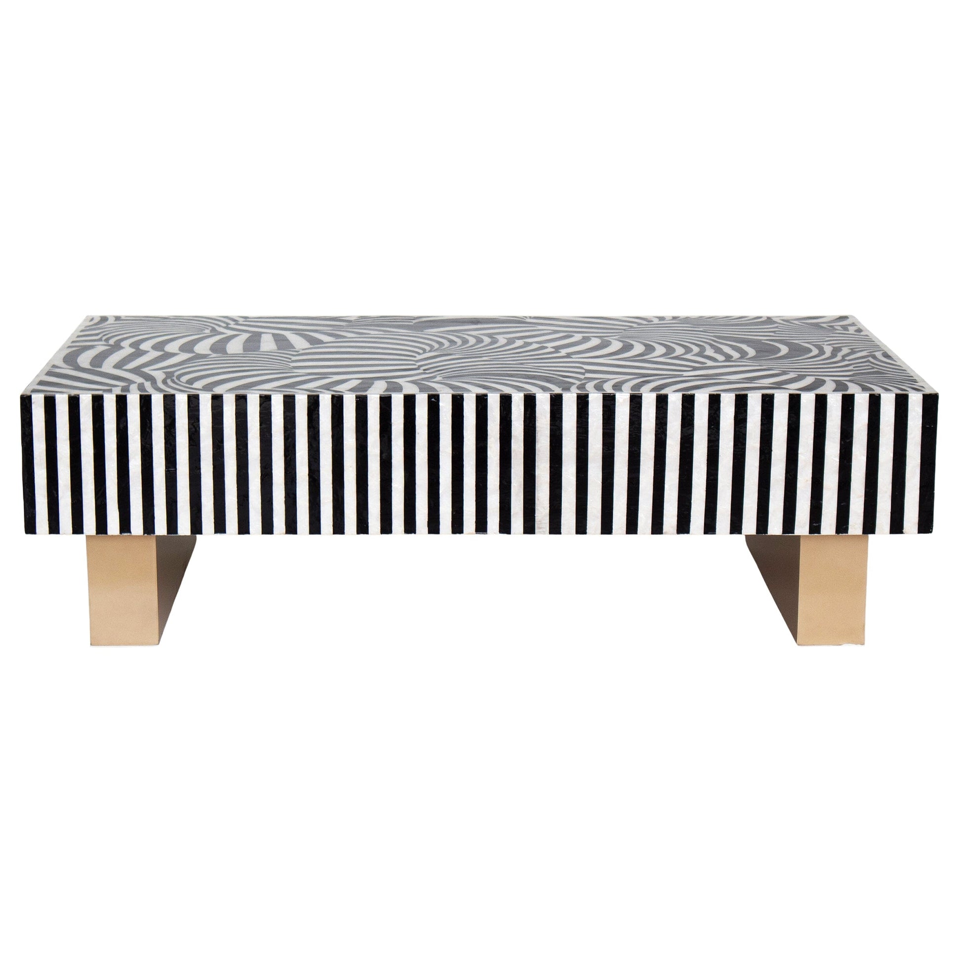 Mother of Pearl Hand Inlay Obsidian Swirl Coffee Table - decorstore