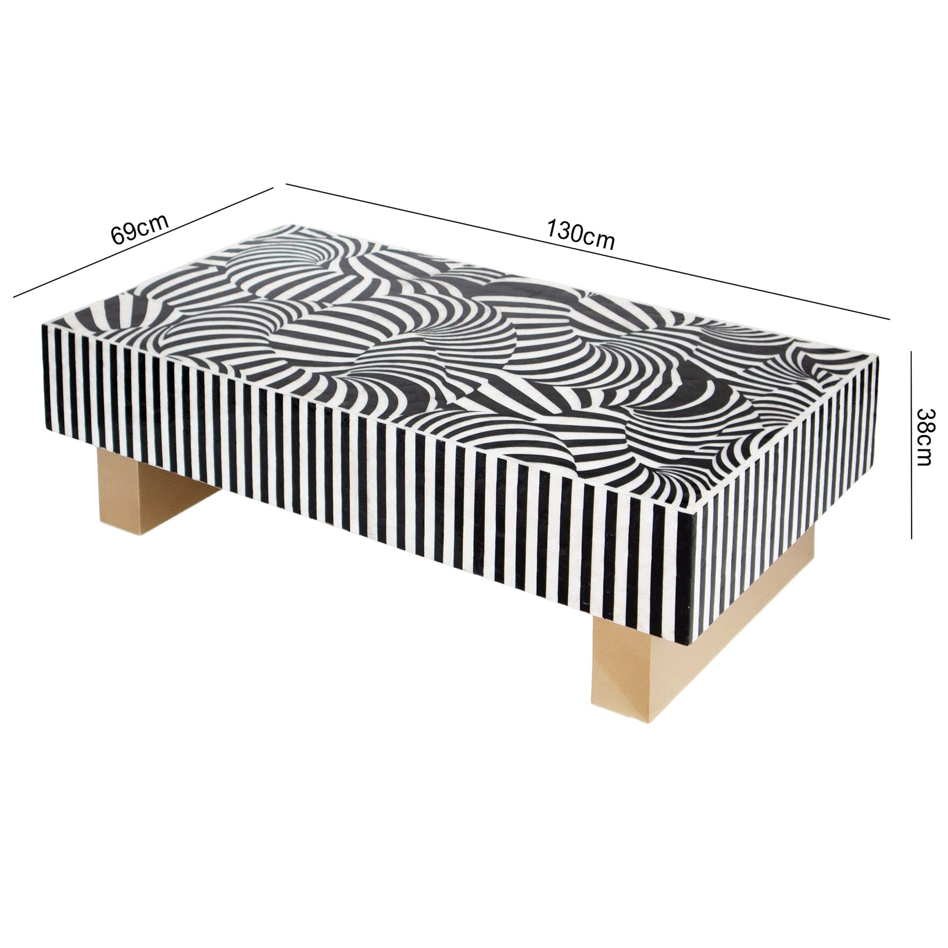 Mother of Pearl Hand Inlay Obsidian Swirl Coffee Table - decorstore