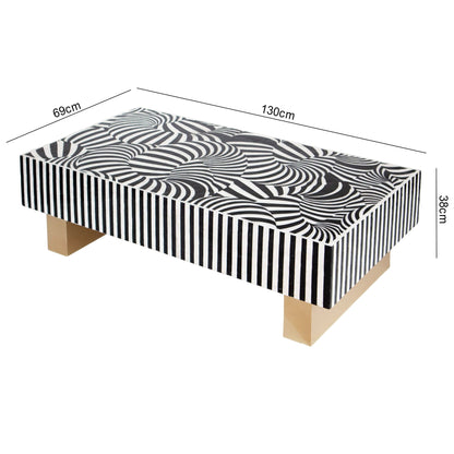 Mother of Pearl Hand Inlay Obsidian Swirl Coffee Table - decorstore