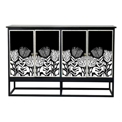 Mother of Pearl Hand Inlay Midnight Flora Sideboard - decorstore