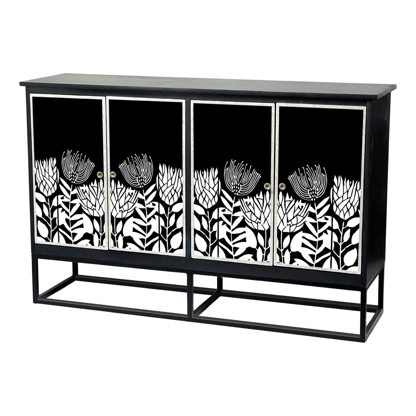 Mother of Pearl Hand Inlay Midnight Flora Sideboard - decorstore
