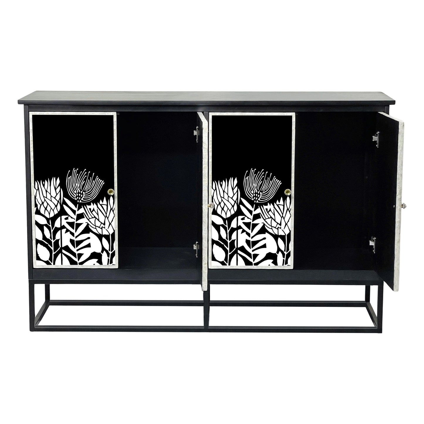 Mother of Pearl Hand Inlay Midnight Flora Sideboard - decorstore