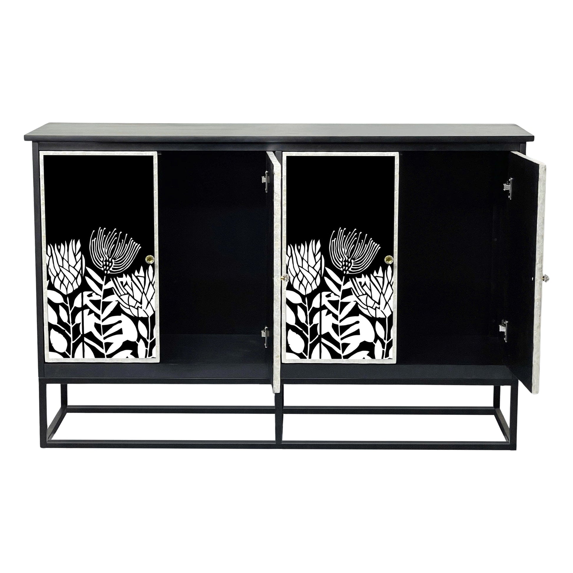 Mother of Pearl Hand Inlay Midnight Flora Sideboard - decorstore
