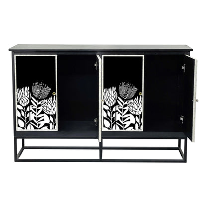 Mother of Pearl Hand Inlay Midnight Flora Sideboard - decorstore