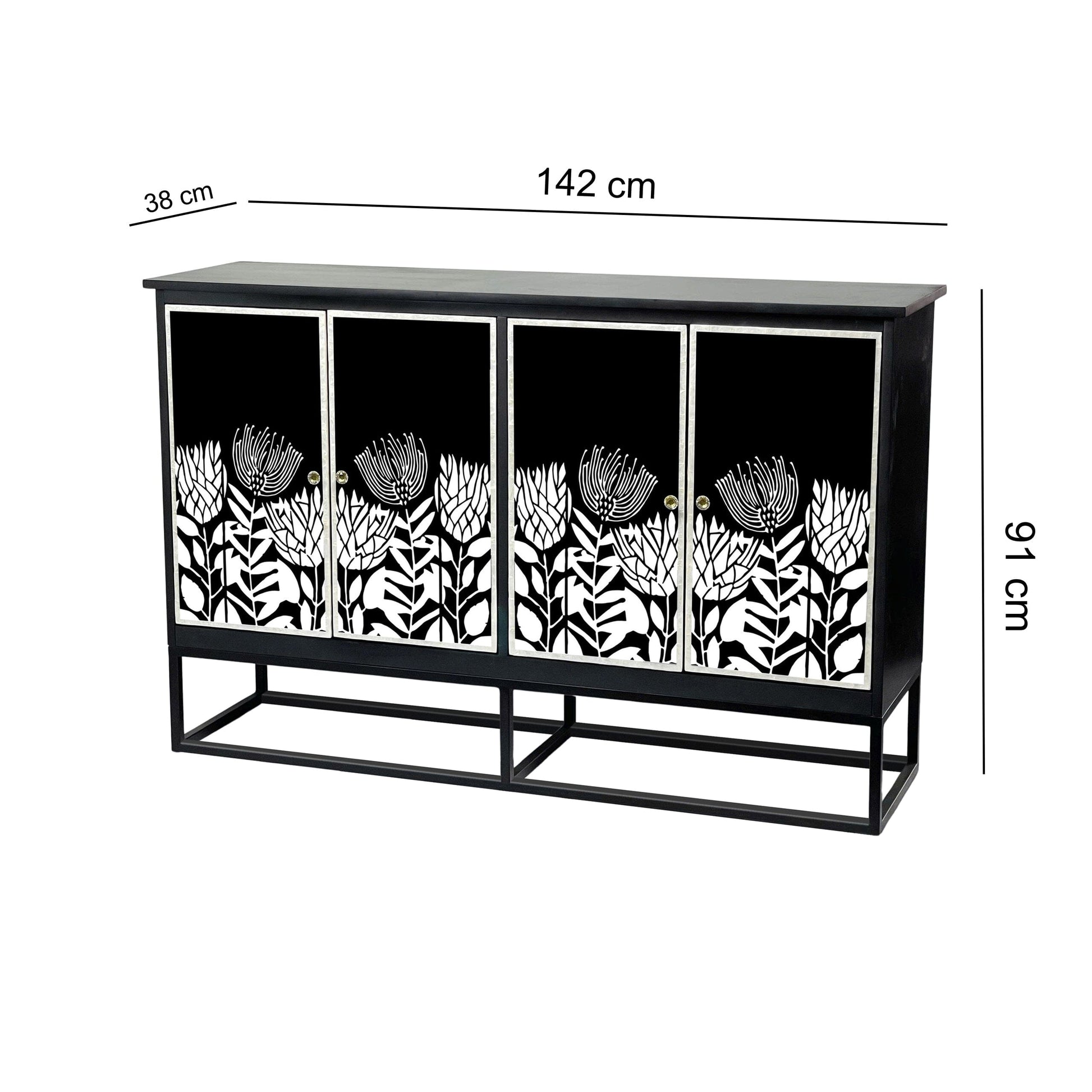 Mother of Pearl Hand Inlay Midnight Flora Sideboard - decorstore
