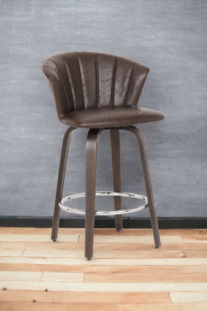Delano Brown Faux Leather Kitchen Stool - decorstore