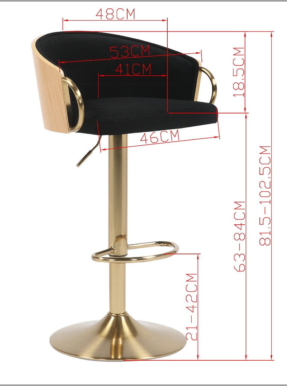 Noir Gold Gas Lift Bar Stool - decorstore