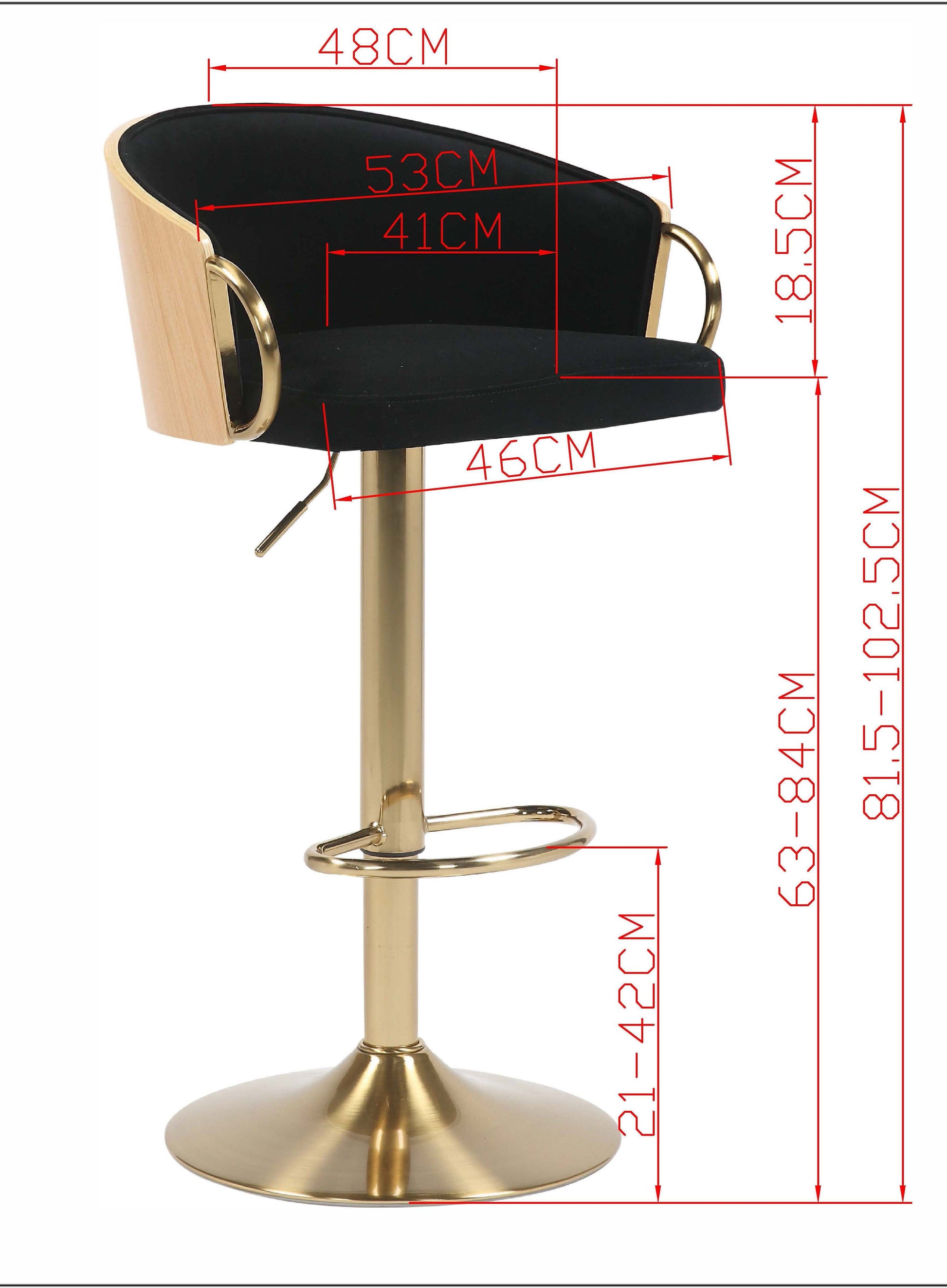 Midnight Gold Gas Lift Bar Stool - decorstore