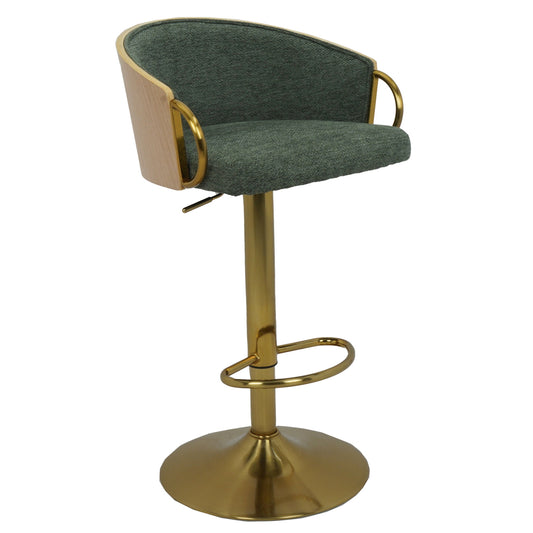 Luxury Green/Gold Accent Bar Stool