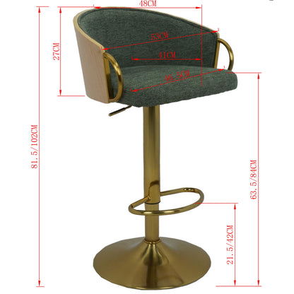 Luxury Green/Gold Accent Bar Stool