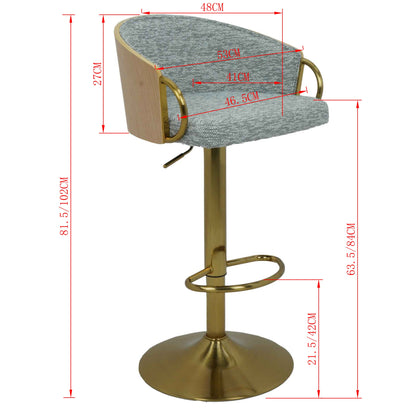 Luxury Grey/Gold Accent Bar Stool