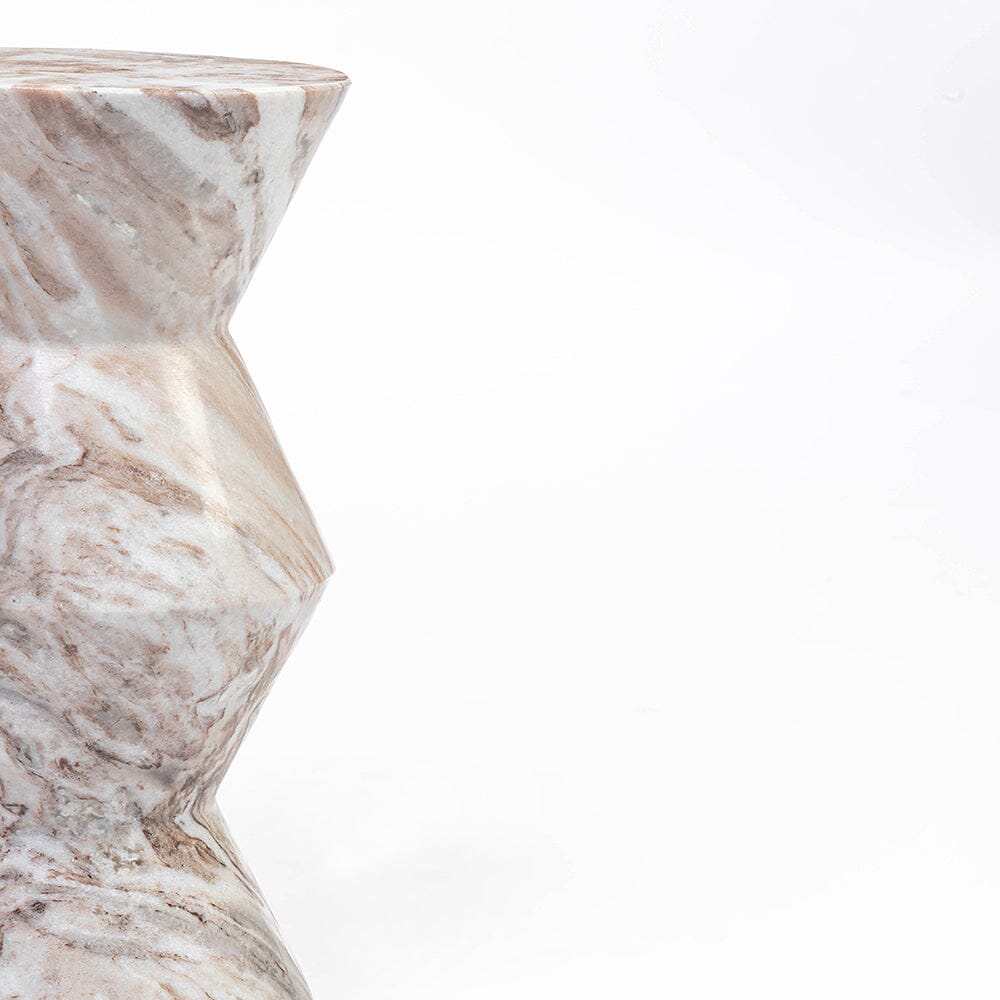Toffee Vein Solid Marble Side Table - decorstore