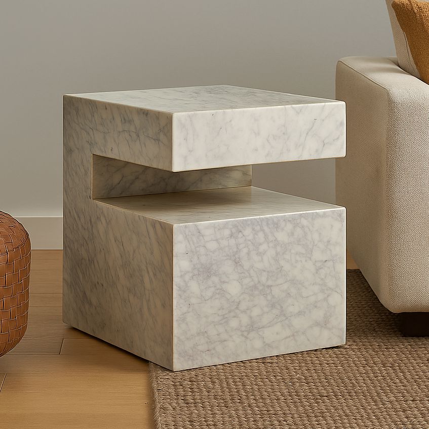 Oasis Solid Marble Side Table - decorstore