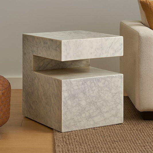 Oasis Solid Marble Side Table - decorstore