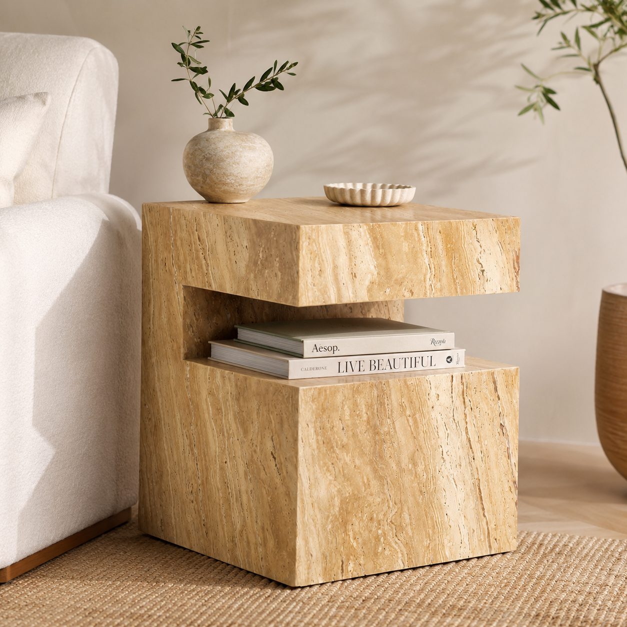 Oasis Solid Marble Side Table